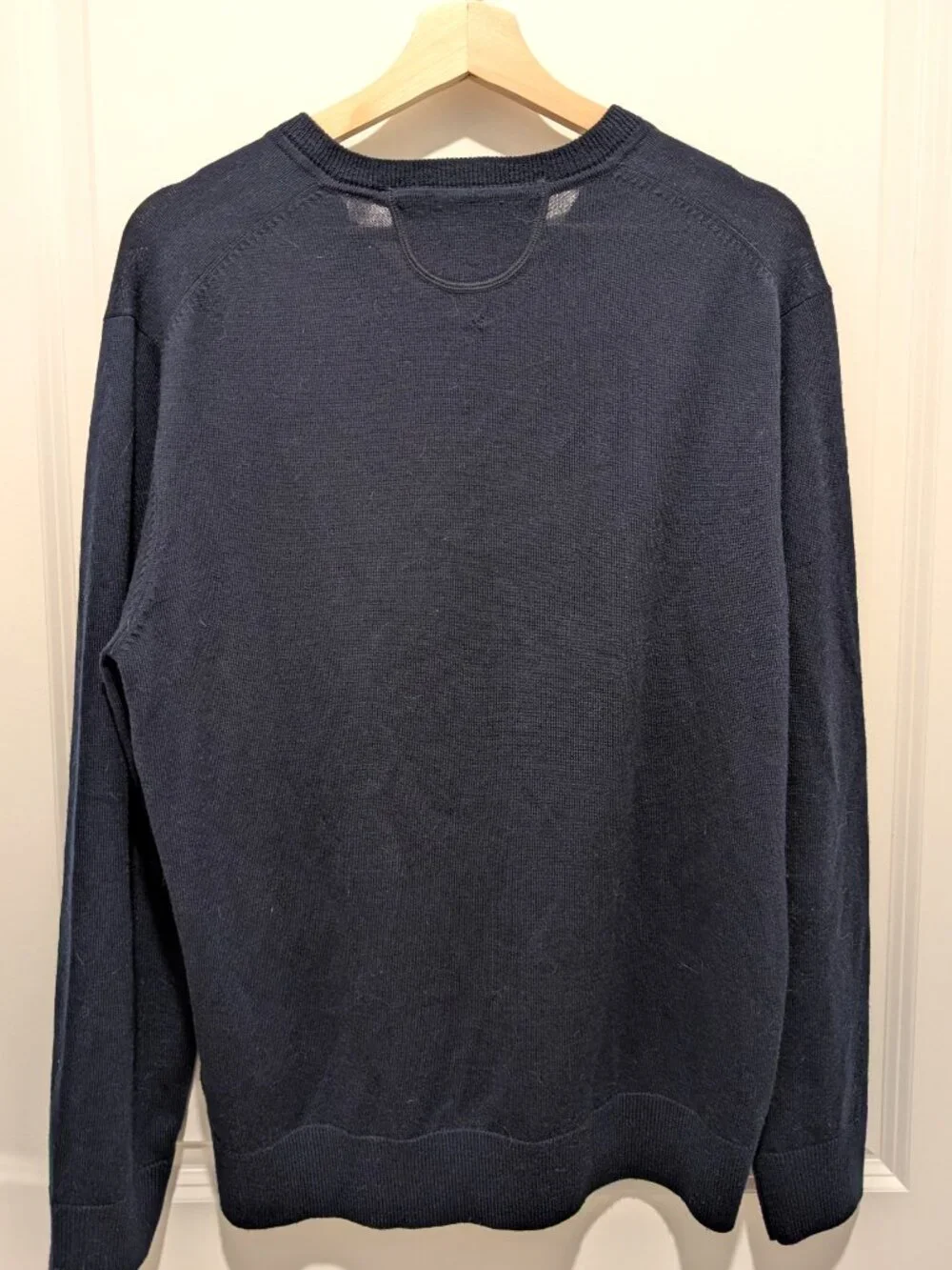 Raffi Navy Merino Wool V-Neck Sweater Men's L